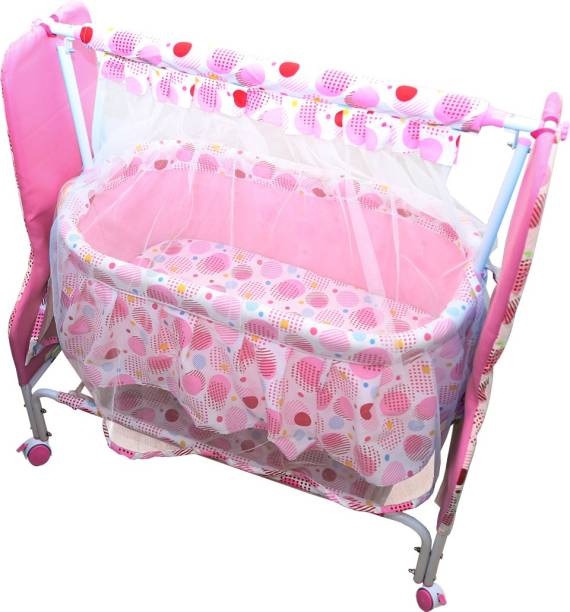 MeeMee Baby Cradle with Swing, Mosquito Net, Storage Basket