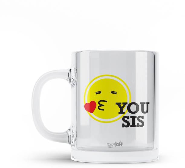 HOT MUGGS Emoji Love You Sis Glass Coffee Mug