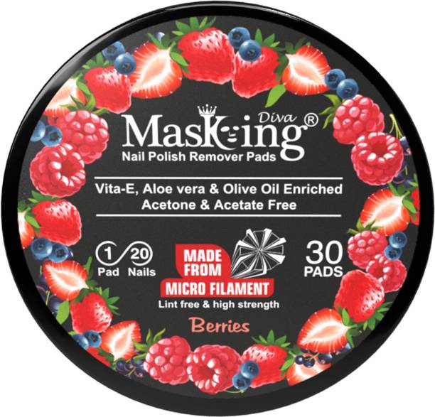 MasKing Nail Polish Remover Wipe Tissue Wet Round Pads (Berries) Pack of 01