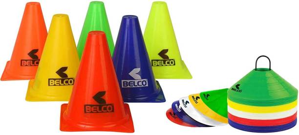 BELCO SPORTS 6 Inch PVC Cones Pack 6, 20 Space Markers Agility Combos (Multicolour) Football Kit