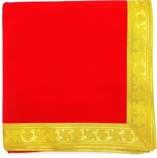Bhakti Lehar ( Size: 1/2 Meter ) Large Size Long Velvet Red Pooja Aasan Chowki Altar Cloth