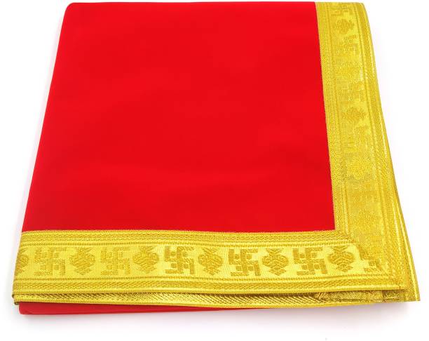 Bhakti Lehar ( Size: 1 Meter ) Large Size Velvet Red Pooja Aasan Chowki Altar Cloth