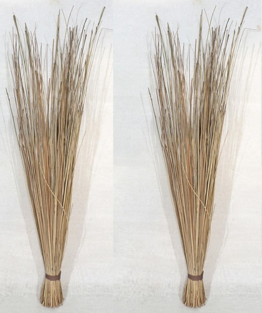 Package of 12 Natural Craft Brooms with Bamboo Handles and Dried Raffia Bristles 
