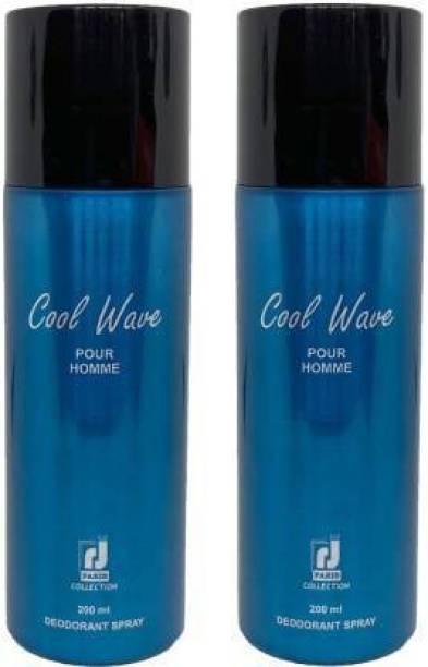 R J PARIS COOL WAVE POUR HOMME Deodorant Spray for Man & Woman Combo Pack Deodorant Spray - For Men & Women (200 ml + 200 ml, Pack of 2) Deodorant Spray  -  For Men & Women