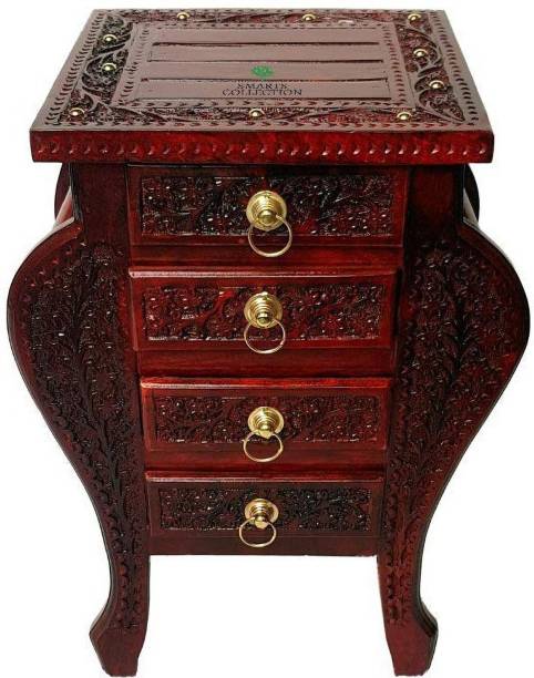 Smarts collection End Table 4 Drawers Bedside Table/Nightstand Home Decor Furniture Glossy Finish Solid Wood Side Table