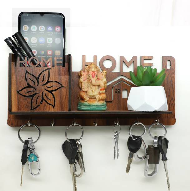 Rudrax 1 Compartments s Hanger Holder Suitable Living Room, Bedroom, Kitchen, Bedside nightstand, Home & Office All About Wood Sheesham Hand Crafted Embellished Wall Hanging Flower Design Letter Rack Wooden Key Holder