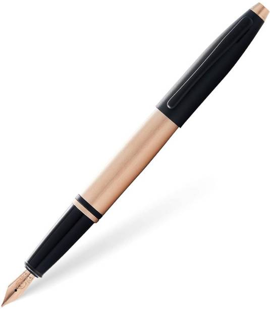 Cross CALAIS BRUSHED ROSE GOLD PLATE AND BLACK LACQUER FP Fountain Pen