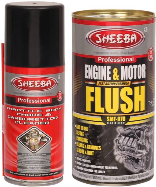 sheeba 1 Throttle Body, Choke and Carburetor Cleaner with Extension Straw (160 ml), Engine Motor Flush (350 ml) Combo