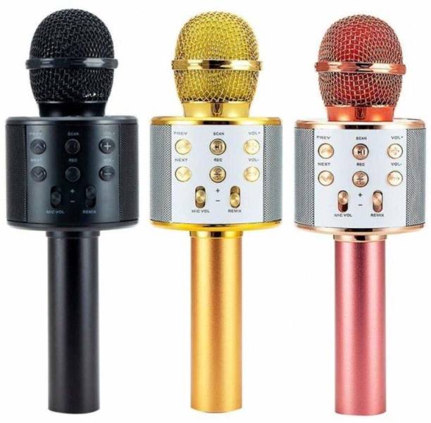 MAGA MART Multi-Function Bluetooth Karaoke Singing Mic with Microphone Speaker & Karaoke Function for All Smartphones Microphone (Multicolour) Microphone (Multicolor) M.M Microphone