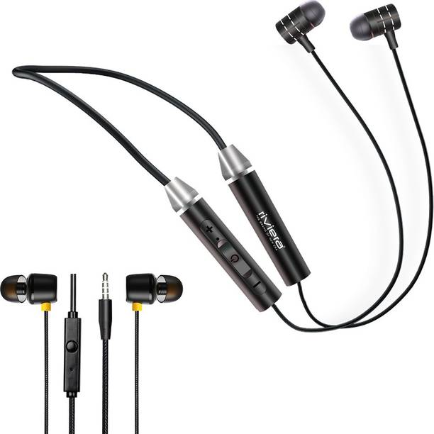 Top Headset For Mobile Phone cheap price 5stars Flipkart in India 59 Riviera Combo Of {RNB-02 Music 22 Hrs. Neckband & K-03 Wired Earphone} Bluetooth, Wired Headset