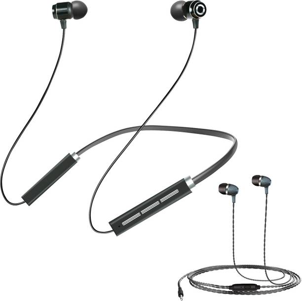 Top Headset For Mobile Phone cheap price 5stars Flipkart in India 76 Riviera Combo Of {RNB-03 Music 24 Hrs. Neckband & K-01 Wired Earphone} Bluetooth, Wired Headset