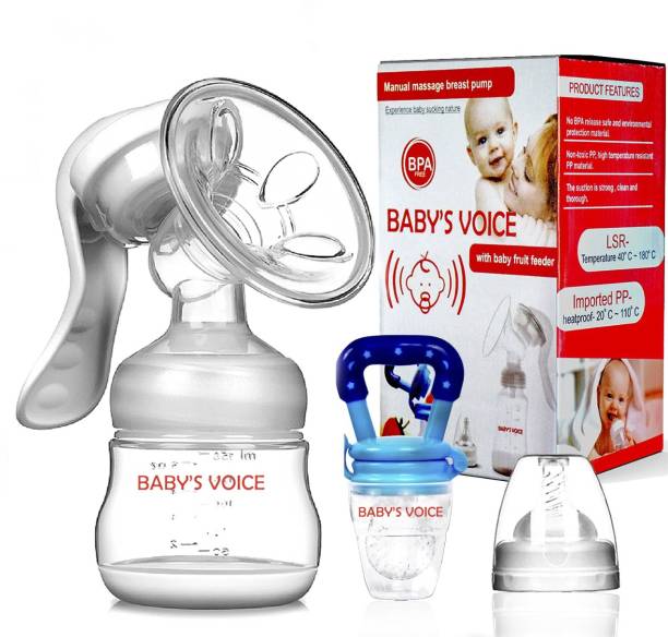 Baby's voice Manual Breast Pump, Adjustable Suction Silicone Hand Pump Breastfeeding  - Manual