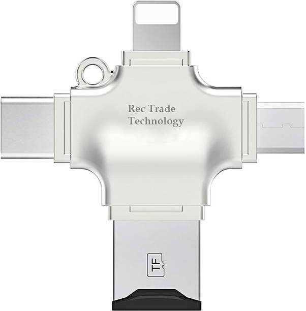 REC Trade 4 in 1 Card Reader, Micro SD Card Reader, USB C/Micro USB/ USB OTG Card Reader Compatible with Mobile Phones, Tablets, laptops, Computers etc. Card Reader