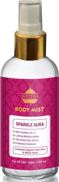 Pavitra+ Sparkle Aura Body Mist for 24 Hour Freshness with Organic Aloe Vera & Witch Hazel Body Mist  -  For Men & Women