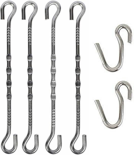 Rio Stainless Steel Jhula/Hammock Link Rod Saliya Hook Set(Set of 4saliya and 2hook) Stainless Steel Hammock
