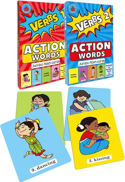 Brainy Bug Resources 60 Verb flashcards / verb cards / flash cards for kids / large sized flash cards for babies, toddlers and preschoolerscards for