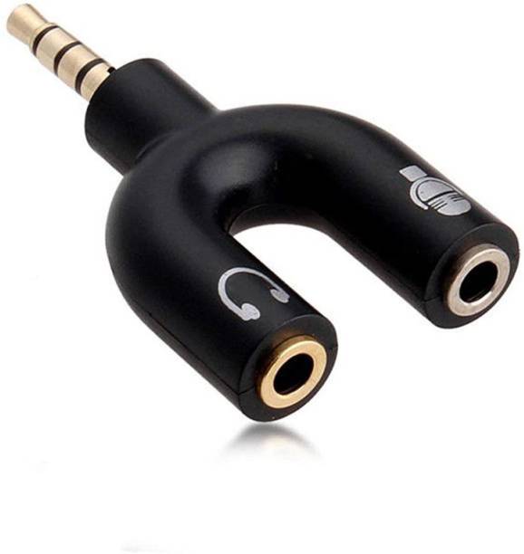 Right Gear Black 3.5mm Audio Jack to Headphone & Microphone Splitter Converter Adaptor 0.05 m AUX Cable Phone Converter