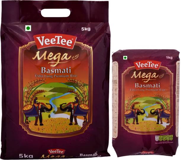 VeeTee Combo Pack Of Mega Basmati Rice (5 Kg) and Mega Basmati Rice (1 Kg) Basmati Rice (Full Grain, Polished)