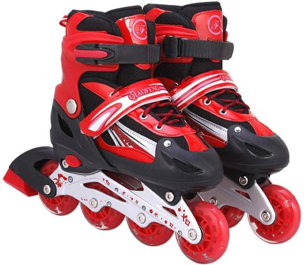 Authfort Inline Skates Size Adjustable All Pure PU Wheels it has Aluminum-Alloy which is Strong with LED Flash Light on Wheels In-line Skates In-line Skates - Size 7-10 UK