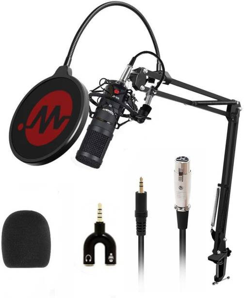 wright WR BM 800 Condenser Mic with 3.5MM spliter BM 800 Condenser Microphone Stand POP Filter for Singing voice recording podcast studio mic condenser microphone for studio recording mic