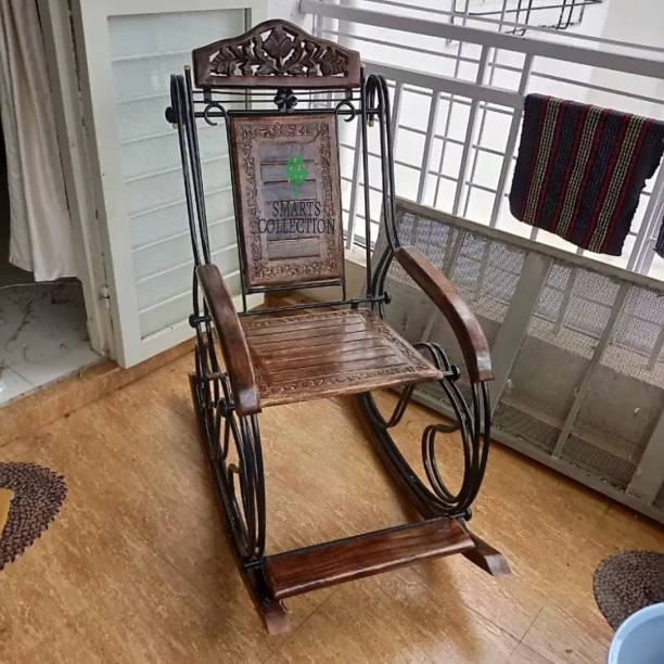 Smarts collection Wooden & Iron Rocking Chair for Garden || || Office || Gift Item || Garden Rocking Chair || Balcony Rocking Chair Solid Wood 1 Seater Rocking Chairs