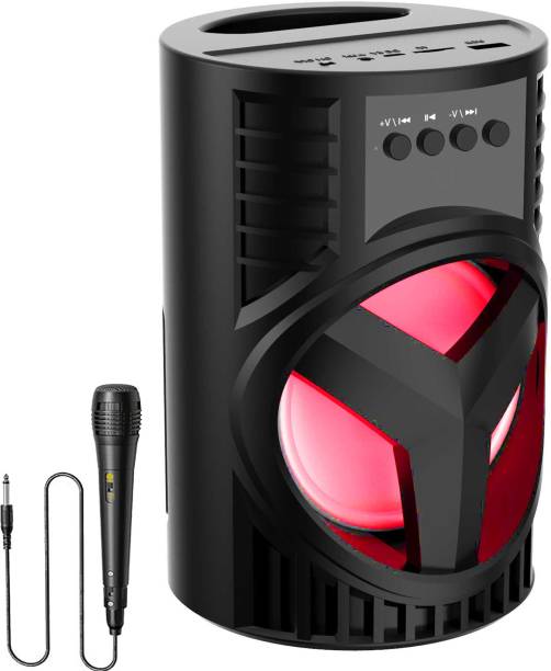OBDIR NEW BRAND sound quality mini Home theatre speaker Powerful Bass, Led Colour Changing Lights |with Wired Karaoke Mic Carry Handle-Travel Speaker/Portable Outdoor Party Speaker |3D sound| Splash proof| wireless Speaker [free mic] 5 W Bluetooth PA Speaker