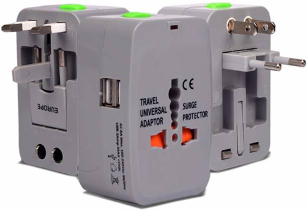 Bulfyss Universal Travel Adapter with Built-in Dual USB Charger Ports (Grey) Plug Pin