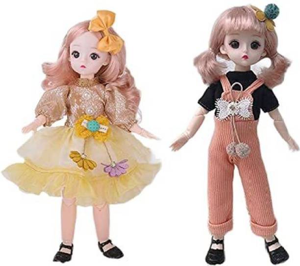 Tickles Winter Dress Set Movable Joint Makeup Cute Girl Brown Eyes Fashionable Doll for Girls