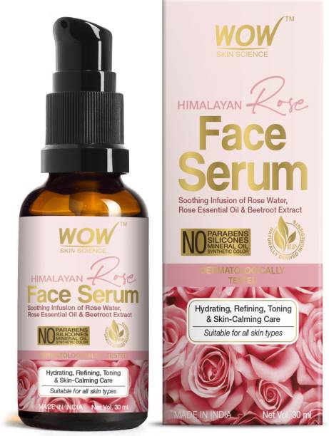 WOW SKIN SCIENCE Himalayan Rose Face Serum - with Rose Water, Rose Essential Oil & beetroot Extract - for Hydrating & Toning Skin - No Mineral Oil, Parabens, Silicones & Synthetic Color - 30mL