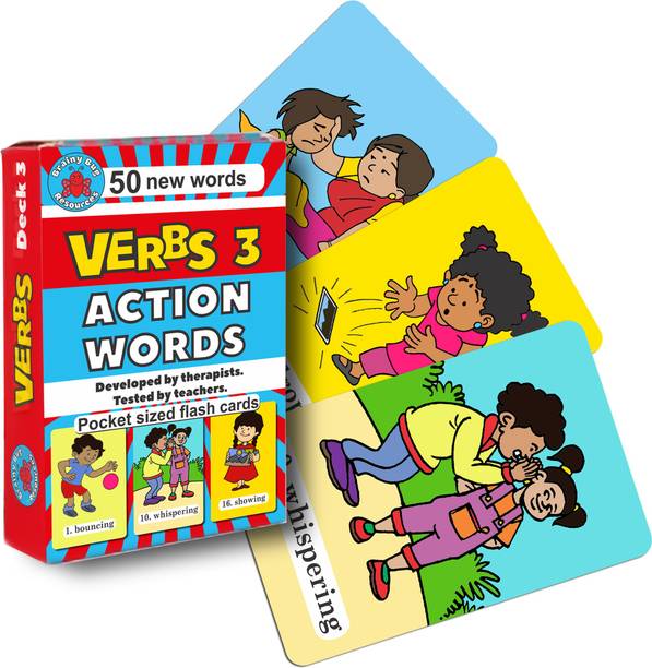 Brainy Bug Resources 50 advanced action words flash cards | Fun, mini-cards for advanced learners | Verb flashcards | English vocabulary | Educational flash cards | Flash cards for special needs |