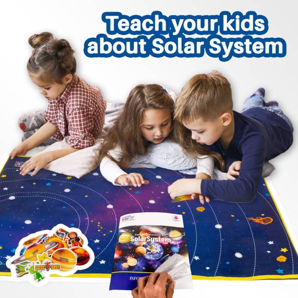 Clever Kids EDUCATIONAL SOLAR SYSTEM ACTIVITY MAT WITH AN INFORMATION GUIDE BOOKLET AND EVA CUTOUTS FOR KIDS A PERFECT KIT TO LEARN ABOUT SPACE