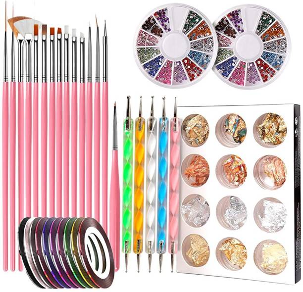 maycreate Manicure Set 3D Nail Art Decorations Kit with Nail Art Brushes Dotting Tools Holographic Nail Art Stickers Nail Foil Tape Strips and Nails Art Rhinestones