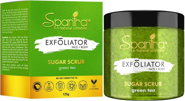 Spantra Green Tea Sugar Scrub, 100% Natural, Free From Toxic Chemical, Paraben and Sulphate Free, 125 gm, For Face and Body Scrub