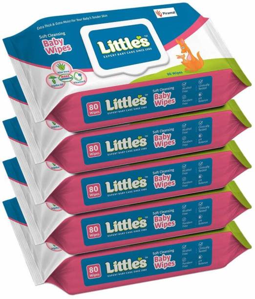 Little's Soft Cleansing Baby Wipes with Aloe Vera, Jojoba Oil and Vitamin E, Lid Pack