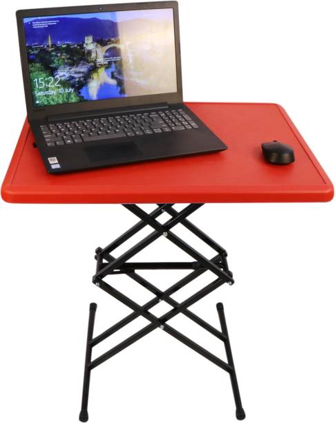 Branco Scissor Height-Adjustable Multi Purpose Plastic Top Folding Table for Study, Dining, Outdoor & Laptop Table (Red, Folding Table, Rectangular) Plastic Outdoor Table