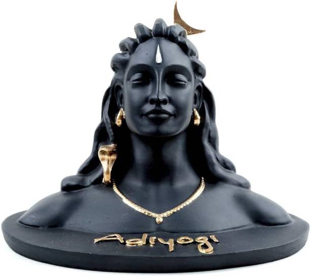 Dinine Craft Adiyogi Shiva Statue Polyresin Showpiece for Home Decoartion, Handicraft Showpiece , Shiva Statue Ideal for Gift, Black Color Decorative Showpiece  -  11 cm