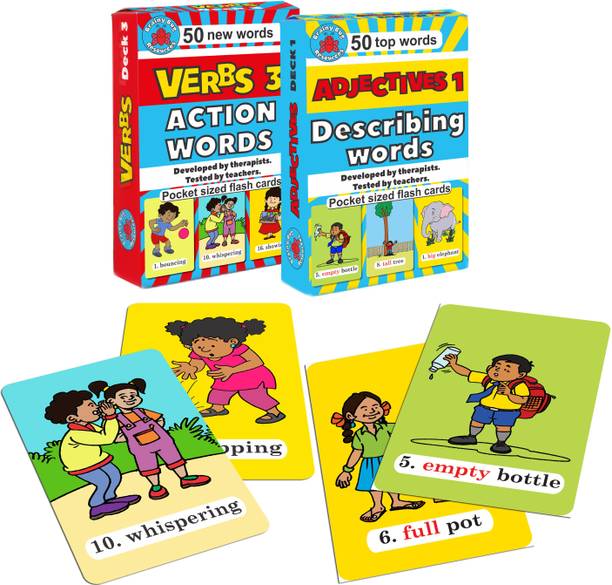 Brainy Bug Resources 100 English Mini- flashcards | 50 Action Words | 50 Describing Words | Fun, Mini-flashcards for The Advanced Learner | Pocket Sized Flash Cards | English Vocabulary | Learning and Education