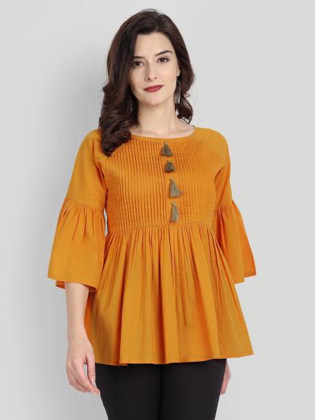 githaan Casual Embroidered Women Yellow Top