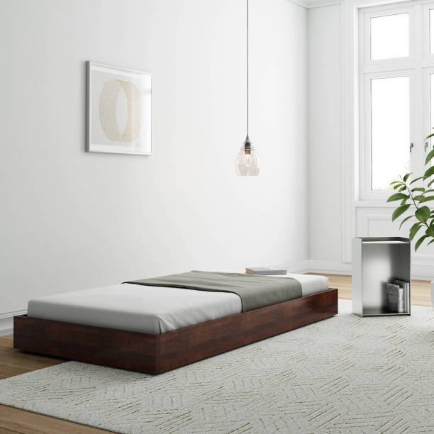 House Of Kuber Trundle Solid Sheesham Wood Single Bed (Teak Finish) Solid Wood Single Bed
