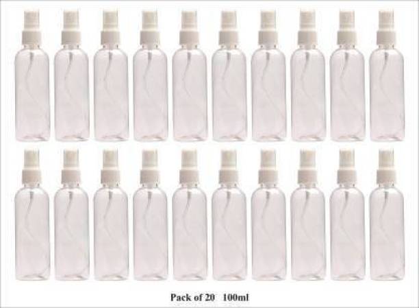 Siddhivinayak PET Plastic Empty Refillable Pocket Mist Spray Bottle with Dust Cap (Pack of 20) 100 ml Spray Bottle