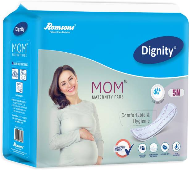 Dignity Mom Maternity Pads, Comfortable & Hygenic, Medium, 5 Pcs/Pack (Pack of 1) Sanitary Pad