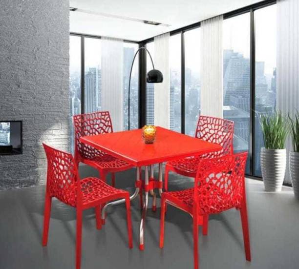 Supreme WEB RED SET OF 4 CHAIR FULLY COMFORT nd weight bearing capacity 150 kg outdoor chair Plastic Outdoor Chair