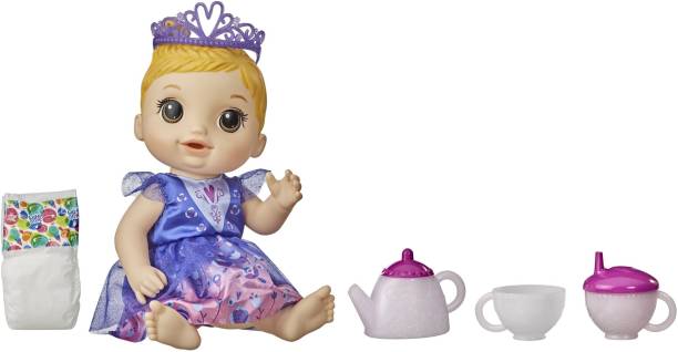 Baby Alive Tea ‘n Sparkles Baby Doll, Color-Changing Tea Set, Doll Accessories, Drinks and Wets, Blonde Hair Toy