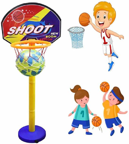 KREDZSTAY Basket Balls for Kids, Indoor and Outdoor Game Basketball Net with Ring Best Return Gift Item for Kids (Multicolor) Basketball