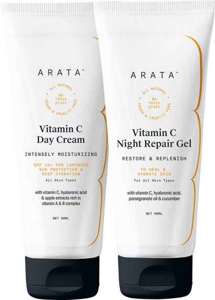 ARATA Vit. C Protection Combo|Day Cream & Night Gel|Protects & Moisturises