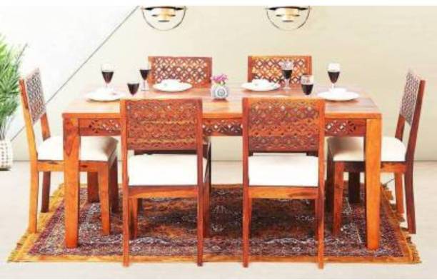 Custom Decor Solid Wood 6 Seater Dining Set