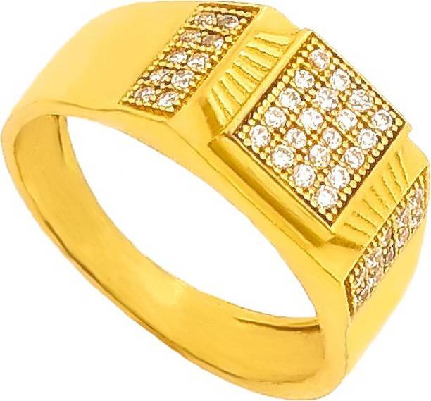 Pandadi Collection Brass Diamond Gold Plated Ring