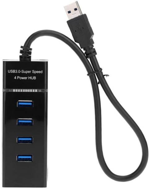 LipiWorld 4 Port USB HUB SuperSpeed 3.0 Portable Mini-Hub "Parking Strip" - Bus Powered - For Pendrive, Mouse, Keyboards, Camera, Mobile, Tablet, PC, Laptop, TV Etc (Black) USB Hub