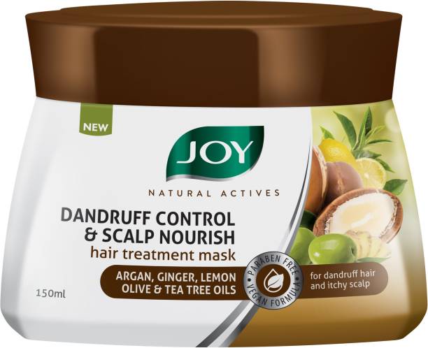 Joy Natural Actives Dandruff Control and Scalp Nourish Hair Treatment Mask | With Argan, Ginger, Lemon, Olive & Tea Tree Oils | Anti-Dandruff, Anti Itch Treatment | Hair Mask