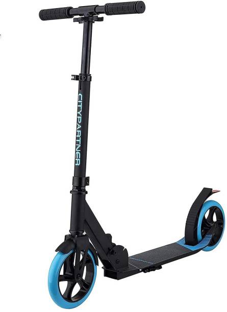 baybee City Partner Scooter for Kids & Adults, 2 Wheel Smart Kids Scooter with Fold-able & Height Adjustable Handle, Runner Scooter with PU Wheels & Brake for Kids & Adults Upto 100 KG (Black) Kids Scooter